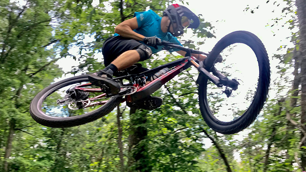 Mountain biker getting air time